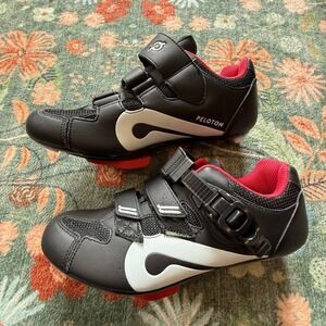 Peloton Cycling Shoes Black White Indoor Spin Shoes with Look Delta Cleats Sz 40
